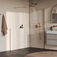 Brauer Oblivion inloopdouche helder glas 120x200 met zijwand 30 incl. glascoating PVD koper geborsteld