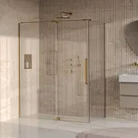 Brauer Stellar douchecabine met draaideur helder glas 160x100x200 omkeerbaar incl. glascoating PVD goud geborsteld