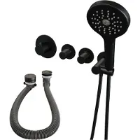 Brauer Stripe thermostatische inbouw badkraan SET 02 met badvulcombinatie en 3-standen handdouche en doucheslang en wandaansluitbocht mat zwart