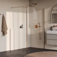 Brauer Oblivion inloopdouche helder glas 140x200 met zijwand 30 incl. glascoating PVD koper geborsteld