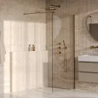 Brauer Oblivion inloopdouche helder glas 100x200cm incl. glascoating PVD goud geborsteld