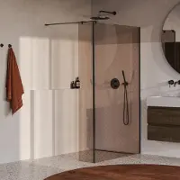 Brauer Oblivion inloopdouche brons glas 120x200 met zijwand 30 incl. glascoating PVD gunmetal geborsteld
