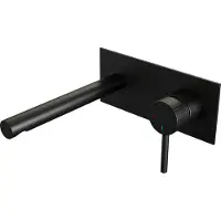 Brauer Stripe Inbouw Wastafelkraan - Rechte Uitloop - Achterplaat - Hendel 1 Rechts - Mat Zwart - Messing - Kranen, Wastafelkranen, Inbouw
