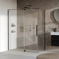 Brauer Stellar douchecabine met draaideur helder glas 160x100x200cm omkeerbaar incl. glascoating mat zwart