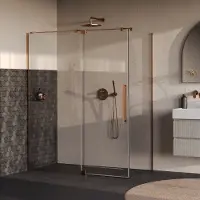 Brauer Stellar douchecabine met draaideur helder glas 160x80x200cm omkeerbaar incl. glascoating PVD koper geborsteld