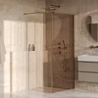 Brauer Oblivion inloopdouche brons glas 100x200cm met zijwand 30cm incl. glascoating PVD goud geborsteld