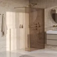 Brauer Oblivion inloopdouche brons glas 120x200 met zijwand 30 incl. glascoating PVD goud geborsteld
