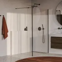 Brauer Oblivion inloopdouche helder glas 110x200 met zijwand 30 incl. glascoating PVD gunmetal geborsteld
