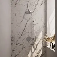 Brauer stripe thermostatische inbouw regendouche 3-weg rond set 43 met 25 cm douchekop en rechte muurarm en staaf handdouche en doucheslang en