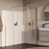 Brauer Oblivion inloopdouche helder glas 90x200 incl. glascoating PVD koper geborsteld