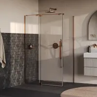 Brauer Stellar douchecabine met draaideur helder glas 120x100x200cm omkeerbaar incl. glascoating PVD koper geborsteld