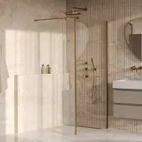 Brauer Oblivion inloopdouche helder glas 90x200 met zijwand 30 incl. glascoating PVD goud geborsteld