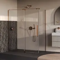 Brauer stellar douchecabine met draaideur helder glas 160x90x200 omkeerbaar incl. Glascoating pvd koper geborsteld