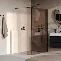 Brauer Oblivion inloopdouche brons glas 120x200 met zijwand 30 incl. glascoating mat zwart