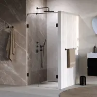 Brauer Void Carving nisdeur 2-delig helder glas 90x200 omkeerbaar met draaideur 60 aan muur incl. glascoating mat zwart