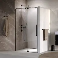 Brauer Stellar Nis Draaideur 2-delig - 100x200cm - Mat Zwart - Veiligheidsglas - Douche, Douchedeuren - 8720724566942