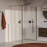 Brauer Oblivion Inloopdouche - 130x200cm Met Zijwand 30cm - Geborsteld Gunmetal PVD - Gehard Glas - Douche, Douchewanden, Inloopdouche, Vaste Wand Met Zijwand - 8720724599834