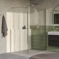 Brauer Oblivion inloopdouche helder glas 140x200cm met zijwand 30cm incl. glascoating PVD RVS-kleurig geborsteld
