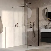 Brauer Oblivion Inloopdouche - 90x200cm Met Zijwand 40cm - Mat Zwart - Gehard Glas - Douche, Douchewanden, Inloopdouche, Vaste Wand Met Zijwand - 8720724599964