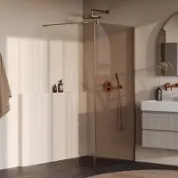 Brauer oblivion inloopdouche brons glas 90x200 met zijwand 30 incl. Glascoating pvd koper geborsteld