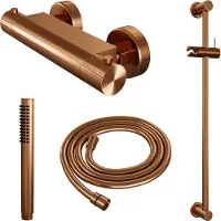 Brauer Stripe Opbouw Glijstangset - Staafhanddouche - Geborsteld Koper PVD - Messing - Kranen, Douchekranen, Douchesets, Opbouw Douchesets, - Kranen, Douchekranen, Douchesets, Opbouw douchesets,