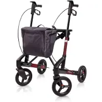 Topro Rollator Troja 5G 'Black Series' – Maat Medium – Bordeauxrood – Zachte Soft Wielen – Inclusief Rugsteun
