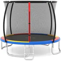 Costway Ø 305 cm trampoline met ladder, tuintrampoline rond met veiligheidsnet, randafdekking en metalen frame, kindertrampoline, complete set voor kinderen en volwassenen
