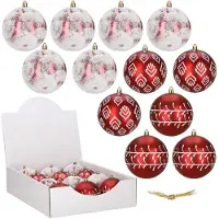Springos Kerstballen | 12 Stuks | 6 cm | Rood/Wit