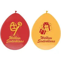 Haza Welkom Sinterklaas ballonnen - 12x stuks - geel/rood - Sint versiering