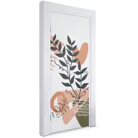 Wallfluent Deursticker - Abstracte plant Deurfolie - 85 x 205 cm - Bruin Deur plakfolie - Moderne Deur Sticker - Kinderen Deurbehang Sticker - Deursticker voor de Keuken - Deur Sticker