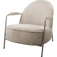 MySons Fauteuil Elton Ribstof Sand 77x81x73 cm Loungefauteuil met armleuning - Vintage Retro Design - Comfortabel - Zachte Ribstof Bekleding - Metalen Frame - Perfect voor Woonkamer of Loungehoek