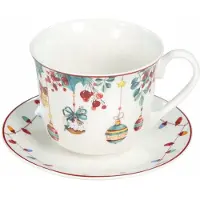 Livello Jumbo Porseleinen Mok 400ml met Schotel - Kerst Bommen