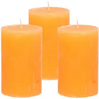 Atmosphera Stompkaars/cilinderkaars - 3x - oranje - 5 x 8 cm - klein rustiek model