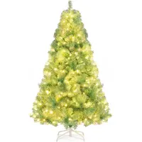 Costway 180 cm Kunstkerstboom met verlichting - met 250 LEDs 8 modi - kerstboom kunstboom PVC - 688 takken - fruitgroen