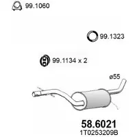 ASSO 58.6021 Uitlaat middendemper