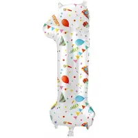 Folat - Folieballon Cijfer 1 Joyful Party - 86 cm