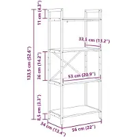 vidaXL Boekenplank 4-laags 56 x 34 x 133,5 cm Bewerkt hout Zwart Eiken