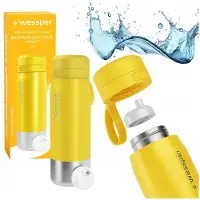 Wessper RVS drinkfles drinkfles 700ml met actieve koolfilter – duurzame waterfles voor sport, school & fitness – Geel