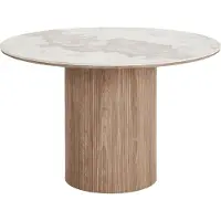 Ebuy24 Eettafel Athens - Rond Keramisch Wit/Bruin - Ø120x76cm