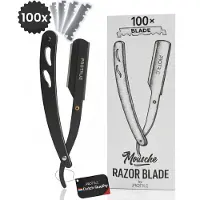 ProTrue Open Scheermes met 100 Scheermesjes - Klassiek Barbiersmes - Shavette - Safety razor - Kappersmes