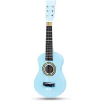 Woet Houten Speelgoedgitaar met Draagriem - Blauw - Speelgoedinstrument - Mijn eerste Gitaar Inclusief Muziekboekje - Speelgitaar voor Kinderen - Vanaf 3 jaar