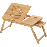 Songmics Universele Houten Laptoptafel - Laptop Verhoger Schoottafel - Verstelbare Bed/Schoot Notebook Standaard - Verstelbaar