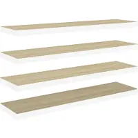 vidaXL Wandschappen zwevend 4 st 90x23,5x3,8 cm MDF eikenkleurig wit