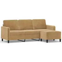 vidaXL Driezitsbank met voetenbank 180 cm fluweel bruin