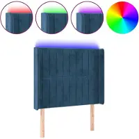 vidaXL Hoofdbord LED 83x16x118/128 cm fluweel donkerblauw