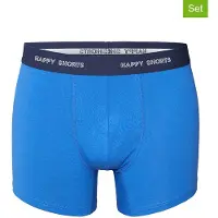 Happy Shorts Heren boxershorts trunks effen blauw/grijs 3-pack