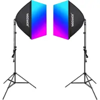 Neewer Nk800-kit Twee Softboxen + Rgb-lampen 2700-6500k + Statieven + Barndoors Studiolicht 24w