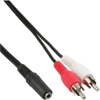 InLine Audiokabel, 2x Tulp M naar 3.5mm V stereo, 1m