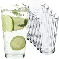 Kadax Drankglazen, drinkglazen van Neutrum-calciumglas, multifunctionele drinkglazen, waterglazen, universele glazen voor dranken, mojito, ijscafé (Amalia 360 ml, 6)