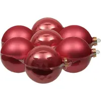 Othmar decorations 8x stuks kerstversiering kerstballen bubblegum roze van glas - 10 cm - mat/glans - Kerstboomversiering